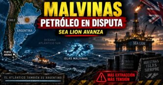 Plataforma petrolera operando en el yacimiento Sea Lion frente a las Islas Malvinas bajo bandera británica.