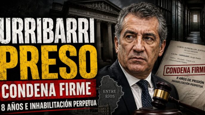 Conductor en el estudio de noticias de Info del Plata Noticias informando sobre el fallo de la Corte Suprema que dejó firme la prisión para Sergio Urribarri.