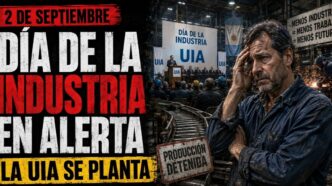 Conductor en el estudio de noticias de Info del Plata Noticias presentando informe especial sobre la rebelión de la UIA y el acto fabril en el Conurbano.