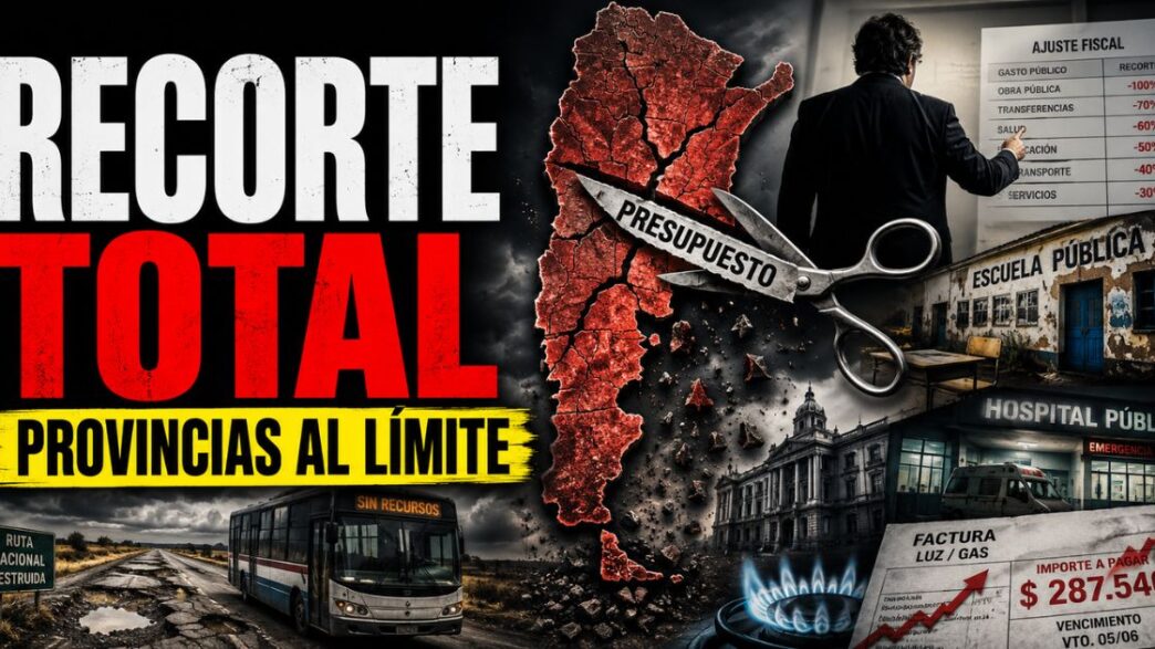 Conductor en el estudio de noticias de Info del Plata Noticias presentando informe sobre el recorte del 10% del gasto público ante la caída de la recaudación.