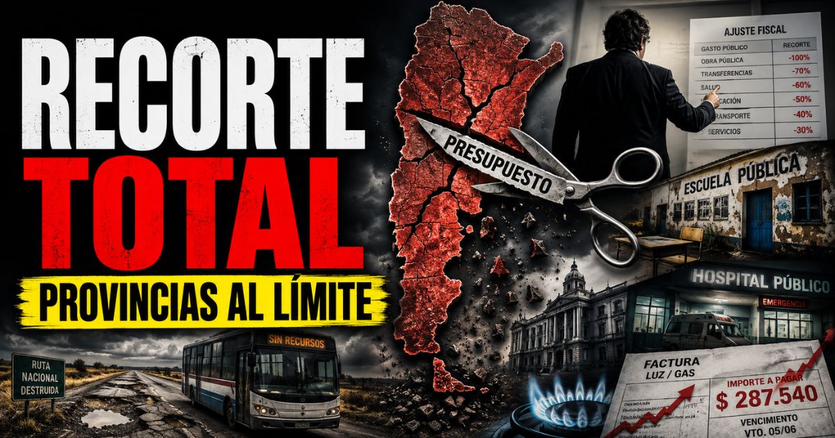 Conductor en el estudio de noticias de Info del Plata Noticias presentando informe sobre el recorte del 10% del gasto público ante la caída de la recaudación.