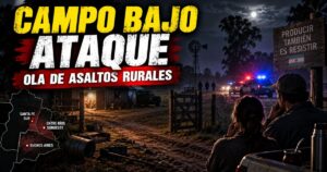 Conductor en el estudio de noticias de Info del Plata Noticias presentando informe sobre los asaltos armados a chacras y el desmantelamiento de la seguridad rural.