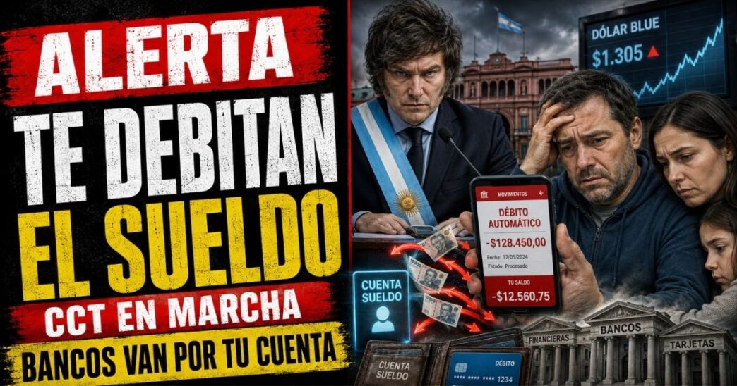 Conductor en el estudio de Info del Plata Noticias presentando informe sobre la autorización a los bancos para debitar deudas de cuentas sueldo.