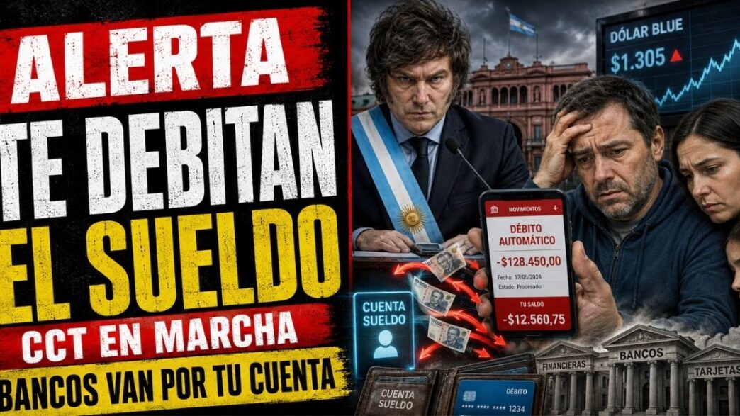 Conductor en el estudio de Info del Plata Noticias presentando informe sobre la autorización a los bancos para debitar deudas de cuentas sueldo.