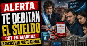Conductor en el estudio de Info del Plata Noticias presentando informe sobre la autorización a los bancos para debitar deudas de cuentas sueldo.