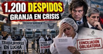 Conductor en el estudio de noticias de Info del Plata Noticias presentando informe sobre los 1.200 despidos en Granja Tres Arroyos y la conciliación obligatoria.