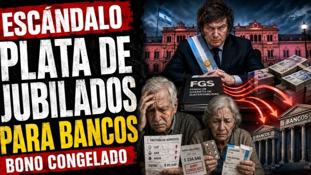 Conductor en el estudio de noticias de Info del Plata Noticias presentando informe sobre la entrega de fondos de ANSES a los bancos y el congelamiento del bono a jubilados.