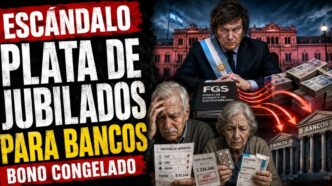 Conductor en el estudio de noticias de Info del Plata Noticias presentando informe sobre la entrega de fondos de ANSES a los bancos y el congelamiento del bono a jubilados.