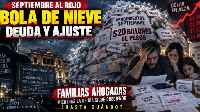 Conductor en el estudio de noticias de Info del Plata Noticias presentando informe sobre la bomba de vencimientos de $20 billones de Luis Caputo y la mora crediticia récord.