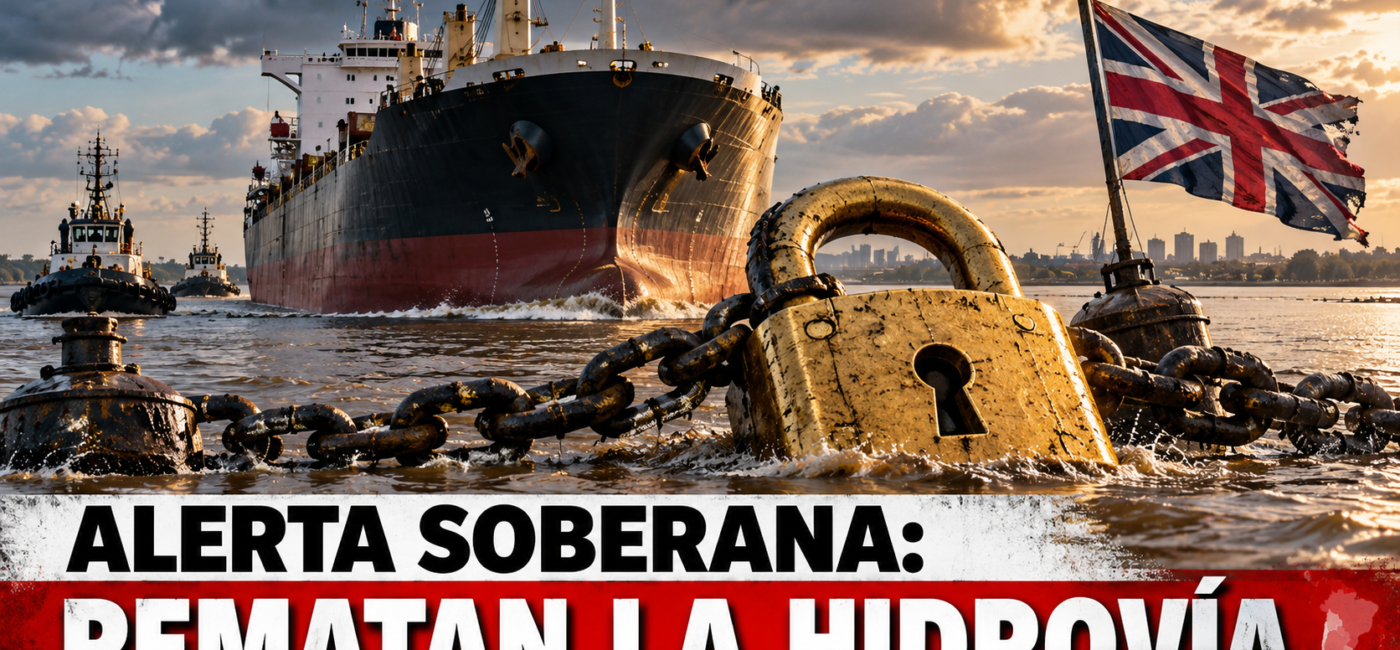 Buque portacontenedores navegando el Río Paraná bajo la privatización de la Hidrovía