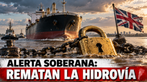 Buque portacontenedores navegando el Río Paraná bajo la privatización de la Hidrovía