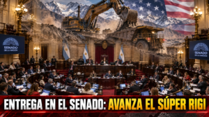 Senadores debatiendo el proyecto de Súper RIGI frente a reclamos de cámaras PyME nacionales