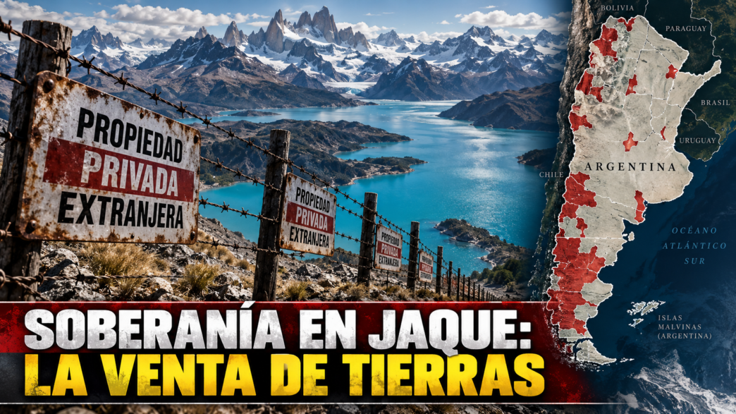 Mapa territorial de la Patagonia con áreas de venta de tierras a extranjeros remarcadas