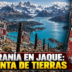 Mapa territorial de la Patagonia con áreas de venta de tierras a extranjeros remarcadas