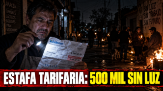 Comerciante del conurbano revisando alimentos descompuestos durante el apagón en el conurbano