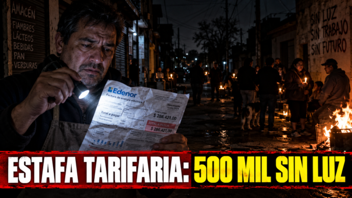 Comerciante del conurbano revisando alimentos descompuestos durante el apagón en el conurbano