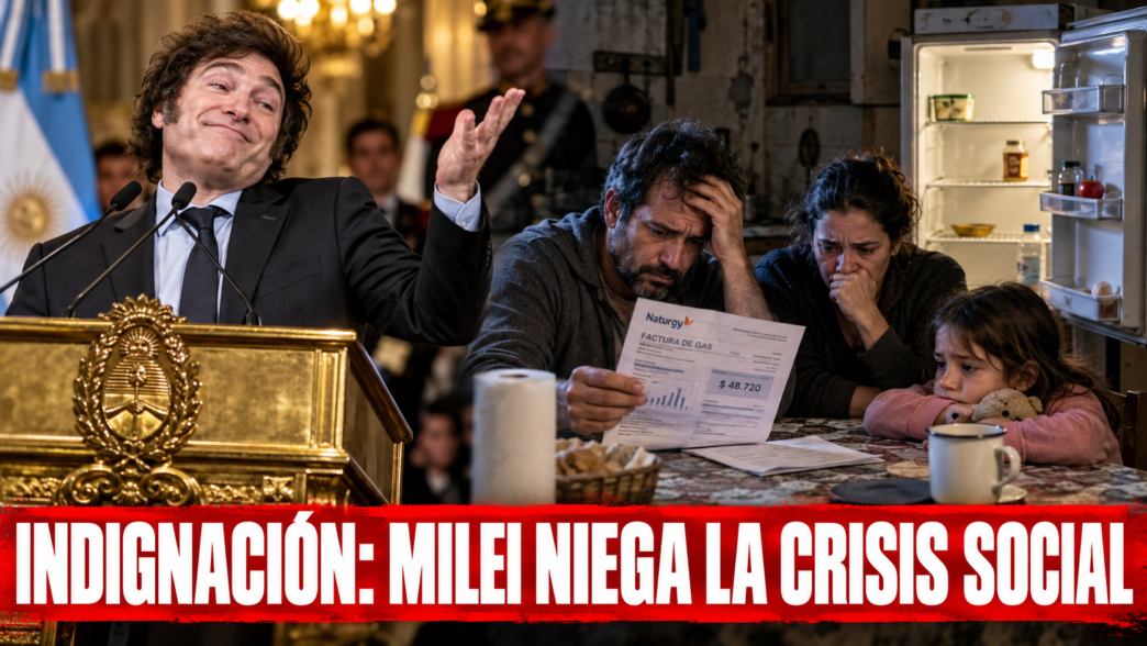 Trabajador revisando una billetera vacía frente a las declaraciones de Milei sobre llegar a fin de mes