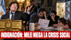 Trabajador revisando una billetera vacía frente a las declaraciones de Milei sobre llegar a fin de mes