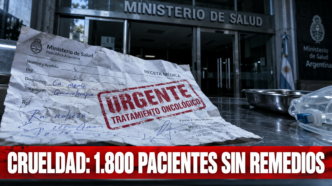 Familiares reclamando en la puerta del Ministerio de Salud por remedios oncológicos suspendidos