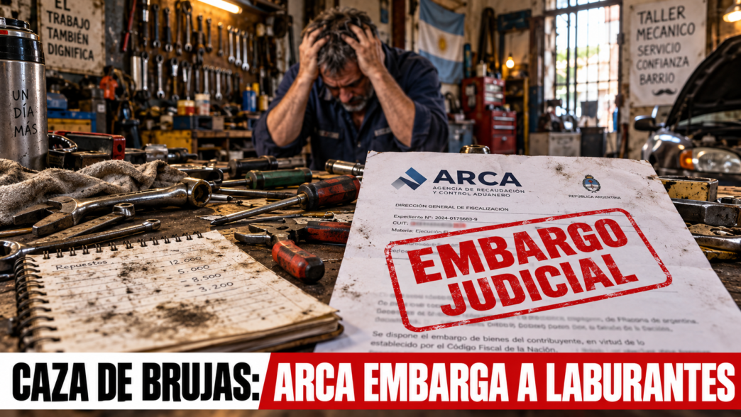 Notificación digital en un teléfono con aviso de embargos de ARCA a un comerciante